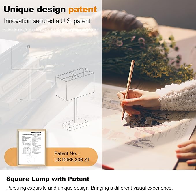 21" Touch Bedside lamps with 2 USB & AC Outlets, 3-Way Dimmable Bedside Table Lamps Set of 2 for Bedroom Living Room Office Reading, Black Shade Lamps for Night Stands, 2700K LED Bulbs Included