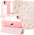 MrARTIST for for iPad Pro 11 Inch Case (M5/M4) 2025/2024 6th/5th Generation Case Cute for Women Girls Girly Kawaii Aesthetic Flowers Design for Apple Tablet Cover with Pencil Holder, Pink Floral