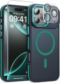 Magnetic 3 in 1 for iPhone 17 Pro Max Case, [Omni-Directional Protection] with 1x Screen Protector + 1x Camera Cover, [Seamless Work with Magsafe] Protective Silm Case for iPhone 17 Pro Max Green