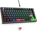 Fogruaden Wired 75% Percent Mechanical Keyboard Hot Swappable, Red Switch, RGB Backlit, 82 Keys TKL Mechanical Keyboard, NKRO Compact Gaming Keyboard, Volume Control Knob (Soundwave)
