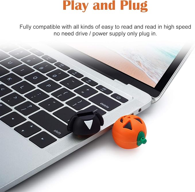 4 x 32GB Halloween Pumpkin Mosnsters USB Flash Drive Computer Memory Stick USB 2.0 Pendrive for Students