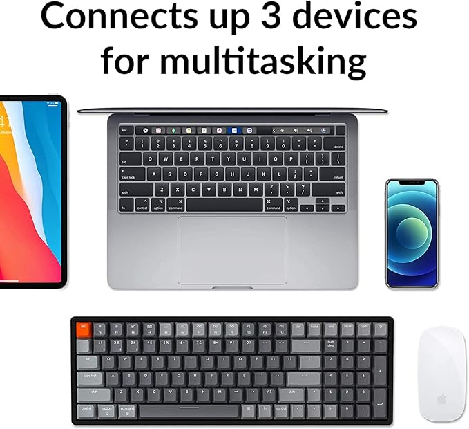 Keychron K4 Wireless Bluetooth/USB Wired Gaming Mechanical Keyboard, Compact 100 Keys RGB LED Backlit Gateron Brown Switch N-Key Rollover, Aluminum Frame for Mac Windows, Version 2