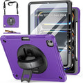 Case for iPad Pro 13 Inch M5 2025/ M4 2024: Military Grade Cover for iPad Pro 13" with Screen Protector - Stand - Handle - Shoulder Strap - Pencil Holder- Purple