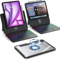 Clear Magnetic Keyboard Case for iPad Air 11" (M3/M2)& Pro 11" 4th 3rd 2nd 1st Gen, 7-Color Backlit, Multi-Touch Trackpad, Detachable 360 Rotation & Up-Down Lift Protective Case w/Stand, Black