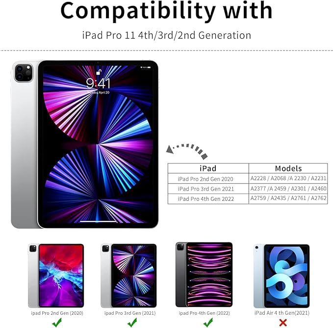 KENKE for iPad Pro 11 Inch Case 4th/3rd/2nd Generation 2022/2021/2020 Magnetic Attachment 2nd Pencil with Right Side Pencil Holder Soft Slim PU Cover Auto Wake/Sleep (Pink)
