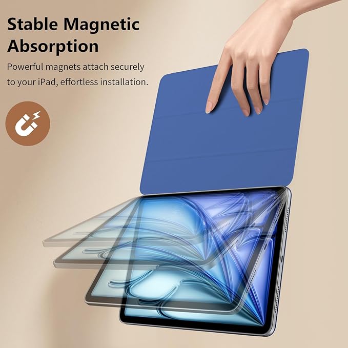 TiMOVO Magnetic Case for iPad Air 11 Inch (M4/M3/M2-2026/2025/2024), iPad Air 5th/4th Generation Case (2022/2020) 10.9 Inch, Smart Folio Magnetic Trifold Stand Cover, Auto Wake/Sleep, Navy Blue
