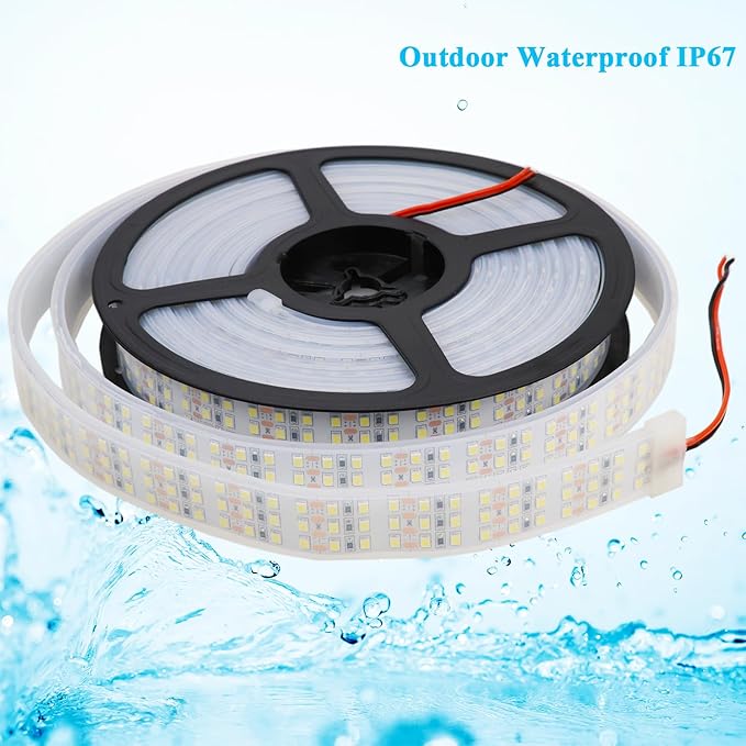 LEDENET 16.4Ft Super Bright Triple Row LED Strip Lights, Daylight White 6000K DC12V 1800LEDs Dimmable Flexible Truck LED Tape Lights, Outdoor Waterproof IP67 Wheel Light Strips