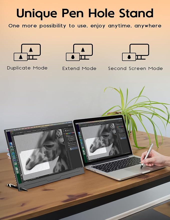 ZSCMALLS 4K Portable Monitor, 15.6" 3840 * 2160 Laptop Extended Monitor, 1500:1 100% sRGB USB-C HDMI Portable Gaming Monitor HDR Travel Monitor with Speakers & Smart for Laptop PS5/4 Xbox Switch