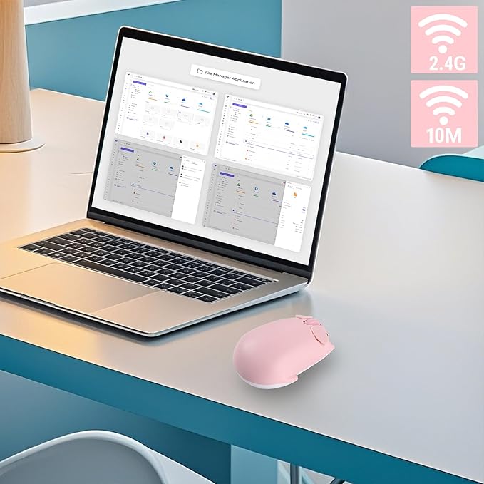 elec Space Cute Pig Design Wireless Mouse Dual Mode Bluetooth & USB Mouse, Silent Operation, Ergonomic, Perfect for Laptops & PCs, Ideal Gift for Animal Lovers and Family (Pink)