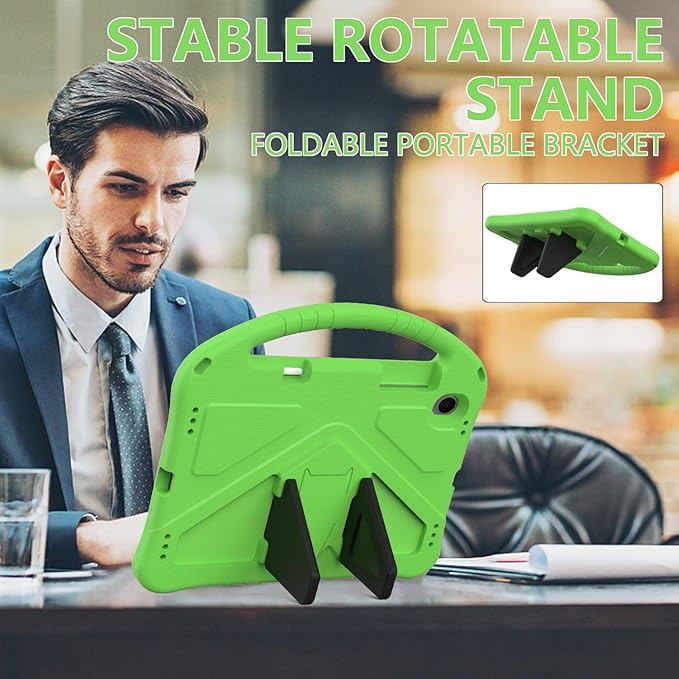 Kids Case for Samsung Galaxy Tab S11 2025 11" Tablet, Techcircle Light Weight Shock Proof EVA Foam Handle Rugged Stand Protective Case, Green
