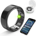 Smart Ring with Sleep Monitoring, Step Counting, Heart Rate for iPhone and Android, No Subscription Fee, IP68 Waterproof Health Tracker (Black, 8)