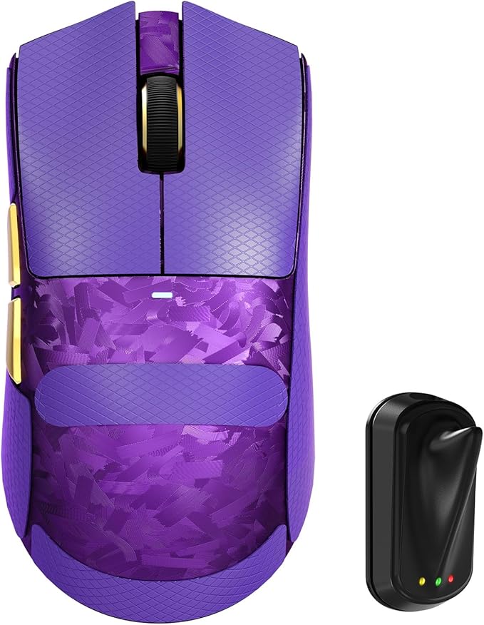 ATTACK SHARK X11Ultra 8K Carbon Fiber Wireless Gaming Mouse with 42000 DPI-PAW3950 MAX Sensor-63g Lightweight,Nordic 54L15 MCU Chip,Wired/BT/2.4Ghz,100 Million Clicks,Programmable for FPS(Purple+Tape)