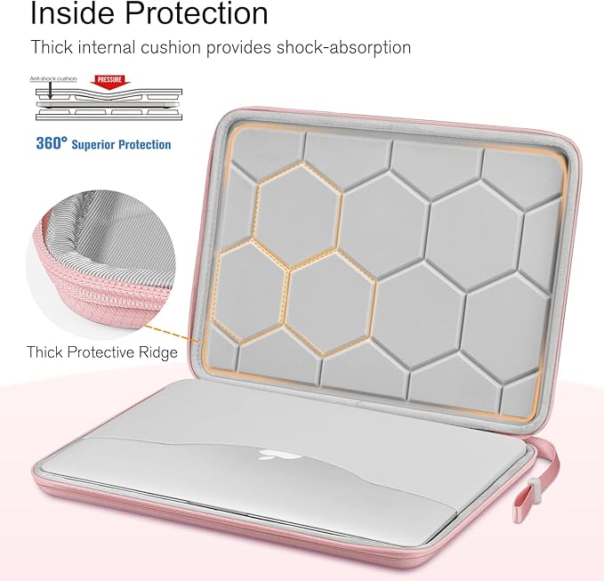 FINPAC Hard Laptop Sleeve Case for MacBook Neo A18 Pro, 13 inch MacBook Air 2026 M5/M4/M3/M2/M1, 14 inch MacBook Pro 2026 M5/M4/M3/M2 Pro/Max, Waterproof Case for Dell, Surface Laptop, HP, Acer, Pink