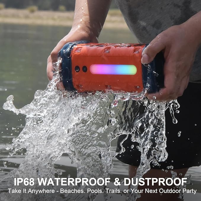 TRAVOR Magnetic Bluetooth Speaker, 45W, All-Aluminum Build Rugged Outdoor Speaker Portable, Deep Bass, IP68 Waterproof, TWS Wireless Speaker for Camping, Golf Cart & Beach (Blaze Orange)