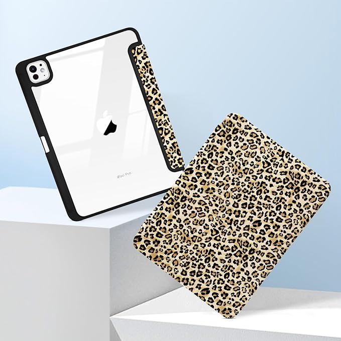 MrARTIST for for iPad Pro 11 Inch Case (M5/M4) 2025/2024 6th/5th Generation Case Cute for Women Girls Girly Kawaii Aesthetic Design for Apple Tablet Cover with Pencil Holder, Leopard Print