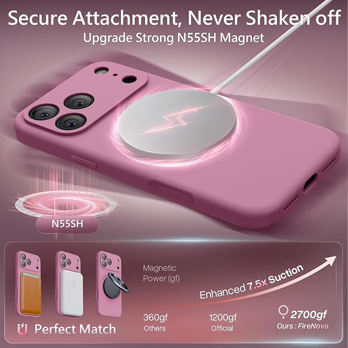 FireNova Magnetic for iPhone 17 Pro Case, Compatible with MagSafe, [Integrated Silicone Camera Control Button] [Camera Protection] Anti-Scratch Microfiber Lining Phone Case, 6.3", Lilac Purple
