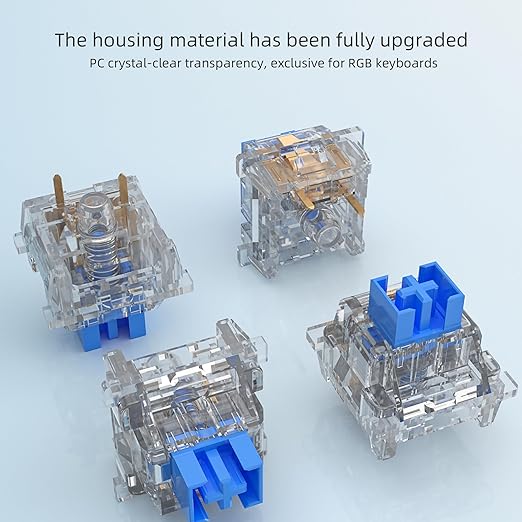 Outemu 72PCS Crystal Blue Clicky Mechanical Keyboard Switches,3-Pin Hot-Swappable Pre-Lubricated Switch with 2 Kailh Switches,Crisp Click Sound,for Gaming Keyboards & 3D Print Accessories