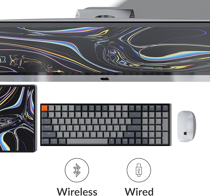 Keychron K4 96% Layout 100 Keys Wireless Bluetooth 5.1/Wired USB Mechanical Gaming Keyboard with Keychron Super Brown Switch White LED Backlight N-Key Rollover for Mac Windows PC-Version 2