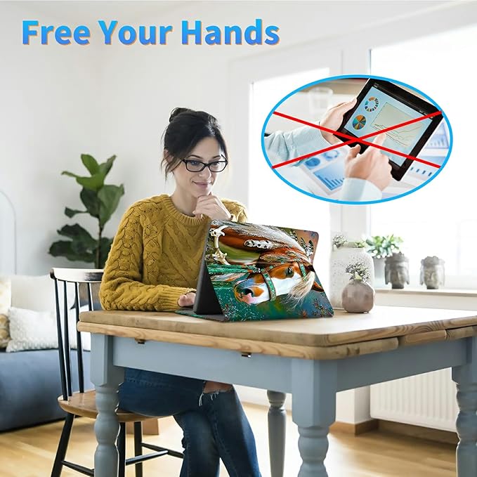 for Case for 6" Kindle 10th Generation 2019 Release (Model No J9G29R) E-Reader Case, Slim Kickstand Stand Leather Smart Cover with Auto Wake/Sleep, Feathered Horse