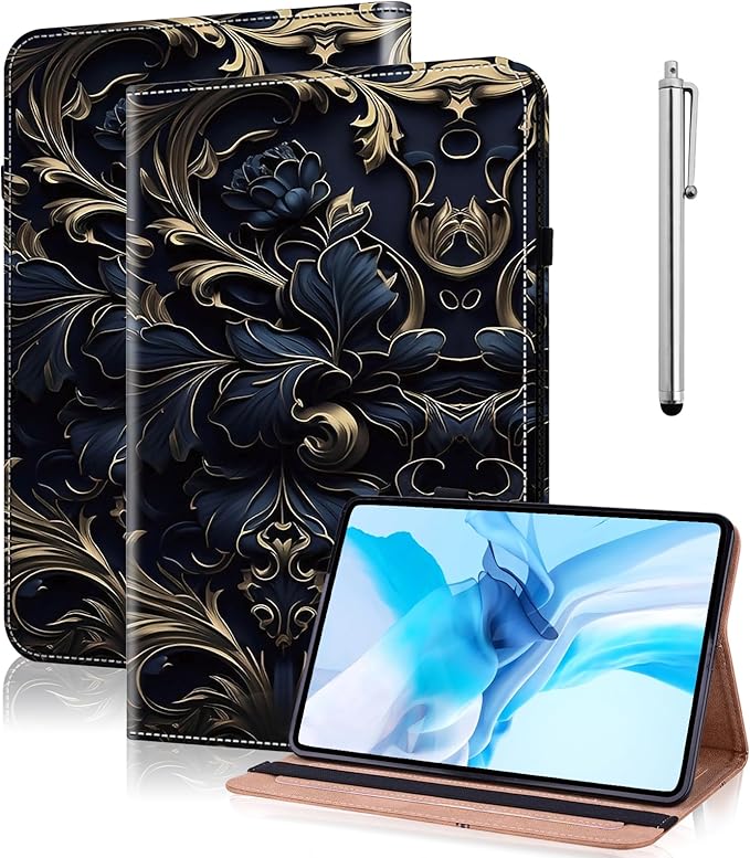 Case for iPad mini 7 2024 (A17 Pro) / Mini 6 2021, Mini 7th/6th Generation Case 8.3 inch, Multi-Angle Viewing Premium PU Leather Cover with Card Slot - Blue Flower