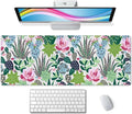 Extensive Gaming Mouse Mat - Succulents & Cacti Design, 31.5 x 11.8 - Non-Slip Base & Stitched Edge