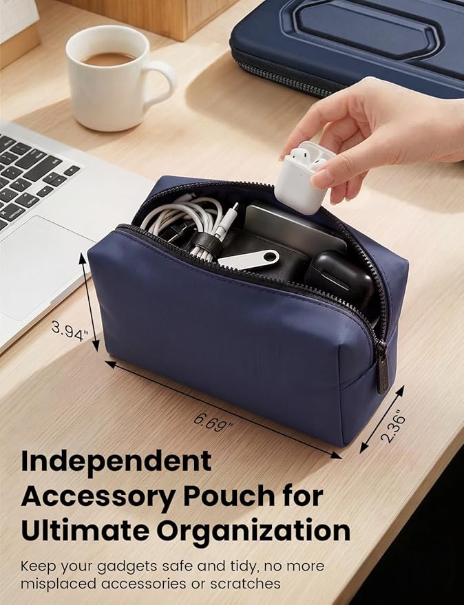 DOMISO Laptop Hard Case 14-14.4 inch Waterproof Shockproof Hard Shell Laptop Sleeve with Handle & Storage Pocket, Compatible with MacBook, HP, Dell,Dark Blue