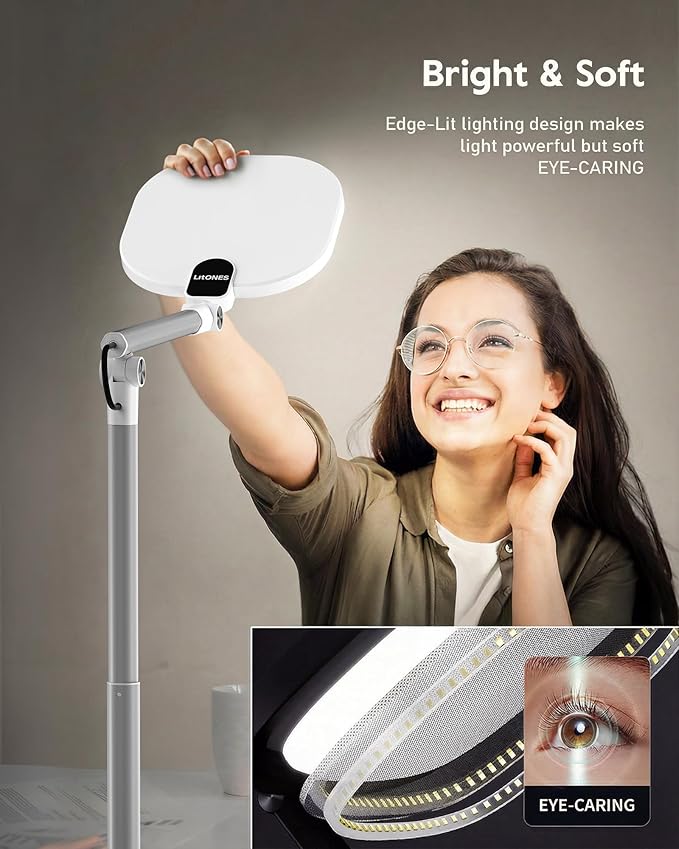 Led Desk Lamps for Home Office with Base, Tall Desk Lamp with 50 Light Modes & Memory and Timer Func Computer Light, Flexible Adjustable Table Lamps for Video Conference, Architect (White 1 Pack)