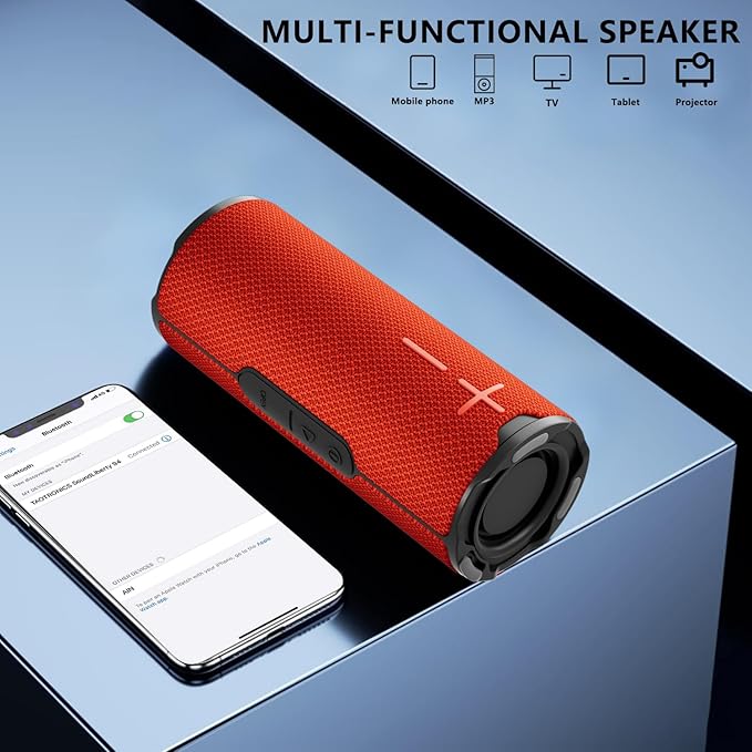 BYANDBY Bluetooth Speaker with IPX5 Waterproof 2 Portable, Long Playtime, Wireless Stereo Pairing, 12W Stereo Sound, BT 5.3, Bassup, Electronics for Home, Shower, Outdoors, Travel(Red)