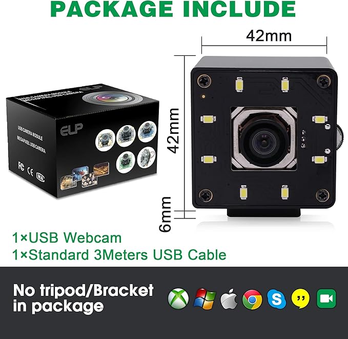USB Camera 4K Autofocus Webcam High Resolution UHD 2160P Camera with 8pcs White LEDs,100°No Distortion Lens Webcamera with IMX415 Sensor,30fps Plug and Play Web Cam for Video Conference