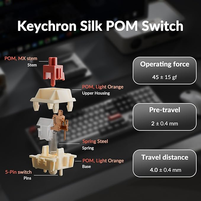 Keychron Q6 Ultra 8K Polling Rate Aluminum Wireless Mechanical Keyboard, 2.4 GHz/Bluetooth/Wired Full-Size Custom RGB, Hot-Swappable Silk POM Red Switch for Mac Windows Linux - White