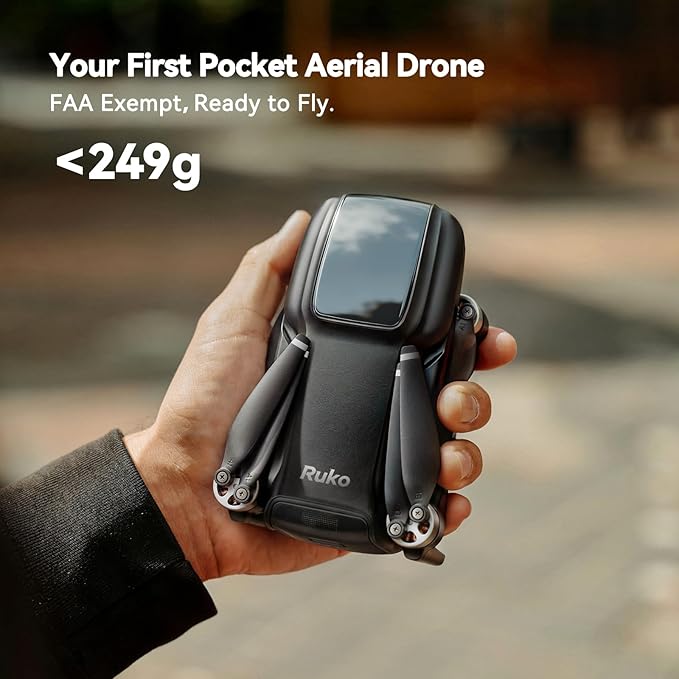 Ruko U11MINI 4K, Under 249g Pocket Drone with Camera for Adults 8K Photo 4K/30fps Video, 3-Axis Gimbal ElS, 20000ft Digital Transmission, FAA- Exempt (32-Min Flight)