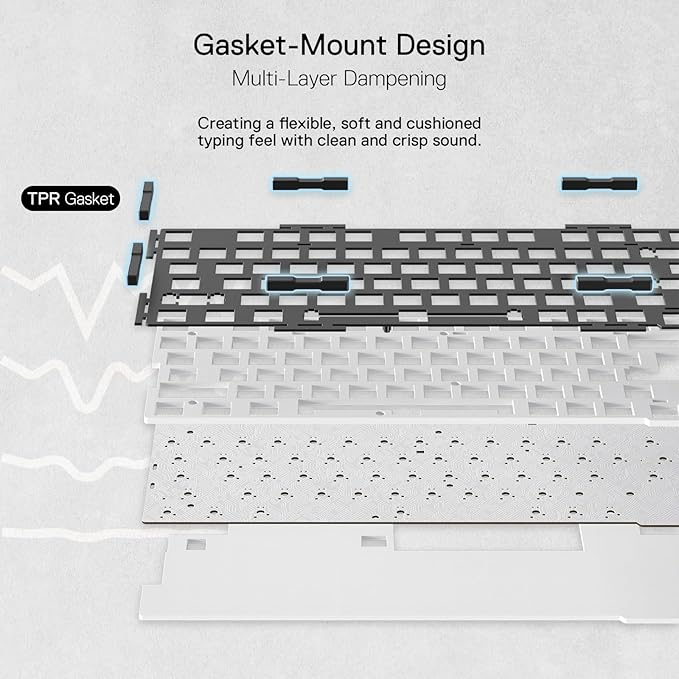 Redragon K649 PRO 78% Wireless Gasket RGB Gaming Keyboard, 3-Modes 82 Keys Full-Transparent Mechanical Keyboard w/Hot-Swap Socket, Noise Dampening Layer x 5, Translucent Custom Switch