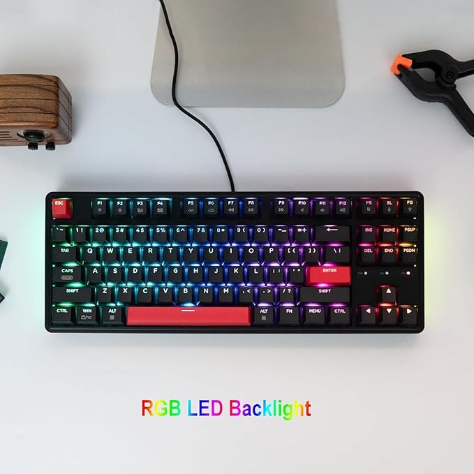Keychron C3 Pro QMK/VIA Custom Mechanical Keyboard, Hot Swappable Programmable 87 Keys Compact TKL Layout Gasket Mount, RGB Backlight Wired Gaming Keyboard with Brown Switches for Mac/Windows/Linux