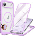 Miracase Magnetic for iPhone Air Case 6.5" [Compatible with MagSafe] Full-Body Phone Case with Built-in Glass Screen Protector & Camera Control,Drop Proof iPhone 17 Air Case Cover, Purple