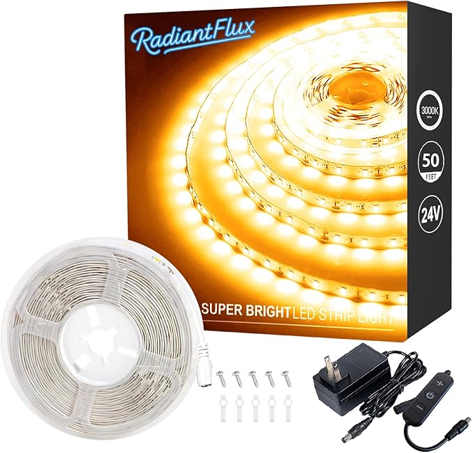 Warm White Led Strip Lights, Dimmable LED Lights Strip, 50Ft 900Leds, Super Bright LED Tape Lights for Living Room, Bedroom, Kitchen, Vanity Mirro,Flexible LED Light Strips for christmas decor