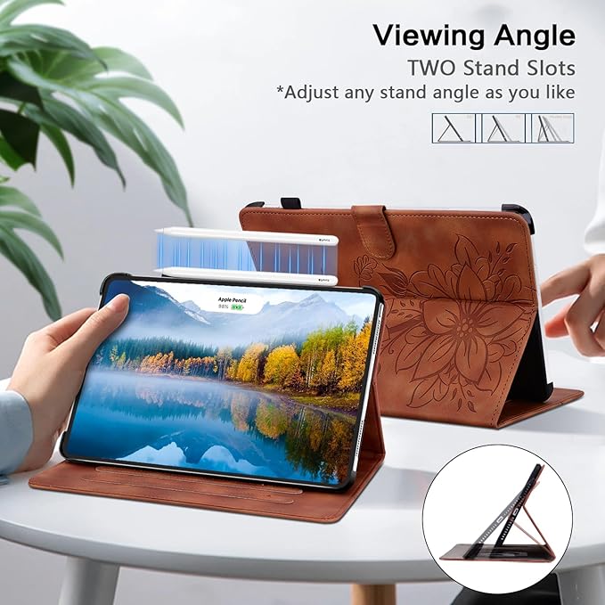 Case for iPad (A16) 11th Generation 11 Inch 2025, iPad 10th Generation 10.9 inch 2022 Case, Auto Wake/Sleep Supports Pencil Holder Magnetic Clasp Stand Cover, Brown