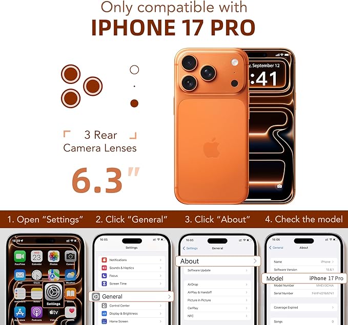 BERFY for iPhone 17 Pro Case, Compatible with MagSafe, Built-in Privacy Screen Protector, Camera Protection, Shockproof Full Body Phone Case 6.3", Clear