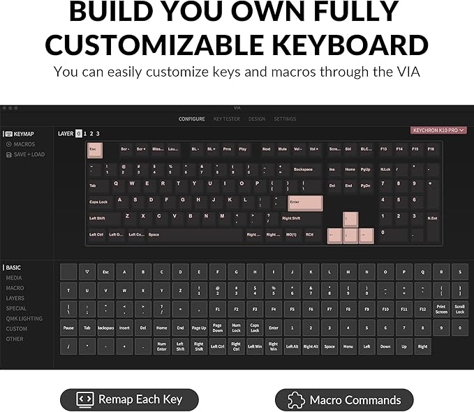 Keychron K10 Pro Wireless Custom Mechanical Keyboard, Full-Size QMK/VIA Programmable Bluetooth/Wired White Backlight with Hot-swappable Keychron Super Brown Switch Compatible with Mac Windows Linux