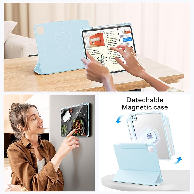 SPARIN Case for iPad Pro 13 inch 2025/2024-M4 M5 with Pencil Holder, Detachable Magnetic Hybrid Protective Cover, Portrait/Landscape Stand, Durable Protection, Auto Wake/Sleep-Blue