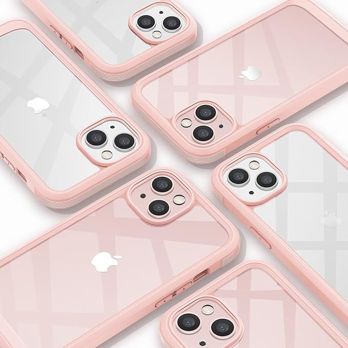 Diaclara Designed for iPhone 13 Case, Full Body Rugged Protection with Built-in Touch Sensitive Screen Protector, Soft TPU Bumper Case for iPhone 13 6.1" (Crystal Pink)