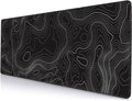 Gaming Mouse Pad, Large Topographic Mouse Pads for Desk, Non-Slip Rubber Base Mousepad, Keyboard Mouse Mat, Desk Pad with Stitched Edges, 31.5x11.8inch, Black Geographic Lines