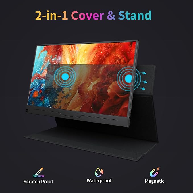 MAGICRAVEN 4K Portable Monitor, 15.6" 3840x2160 IPS Laptop Screen, USB C HDMI Computer Gaming Display with Speakers & Smart Cover, Travel Monitor for PC Phone PS5/4 Xbox Switch