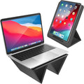 AboveTEK Ergonomic Laptop Stand & Tablet Holder for Desk,Portable Foldable Computer Riser,Adjustable Angle Travel Stand for MacBook Air/Pro,iPad,Fits 13-16 inch Devices,Ultra-Sleek PU Leather-(Black)