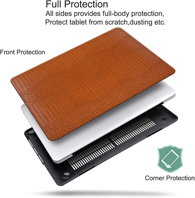 DTangLsm for Crocodile MacBook Air 15 inch Case 2026 2025-2023 M5 M4 M3 M2 A3448 A3241 A3114 A2941, Alligator Skin Textured PU Leather Hard Shell Cover for MacBook Air M5 15" Case+Keyboard Cover,Brown