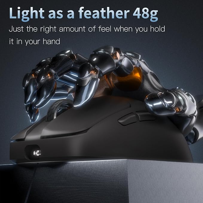 MOTOSPEED X1 4K Mini Wireless Gaming Mouse,Tri-Mode 2.4G/USB-C/Bluetooth Mouse Up to 26000DPI,PAW3395 Optical Sensor Lightweight 48g,5 programmable Button,Computer Mouse for Laptop,PC,Mac-White