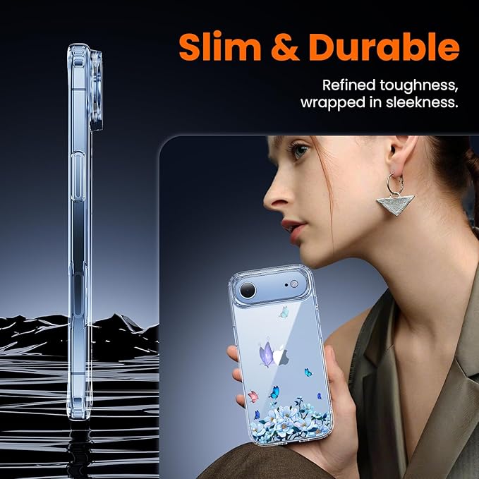 toushion 3 in 1 for iPhone Air Case Clear Printed Design | Yellowing-Resistant Acrylic Back, Screen Protector *1 & Camera Lens Protector*1, Military-Grade Protection