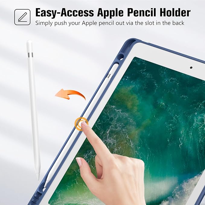 ProCase Smart Case for 10.5” iPad Air 3rd Generation 2019 / iPad Pro 2017, Slim Stand Cover with Pencil Holder Soft TPU Back for Air 3 -Navy