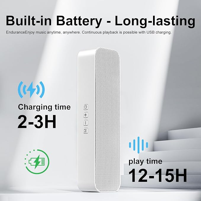 Computer Speaker for Desktop,Rechargeable PC Speaker,Small Computer Soundbar with Stereo & Bass,3.5mm Aux-in,Bluetooth,TF Port,Loud Volume for Web Conferences,Teacher,Music (White)