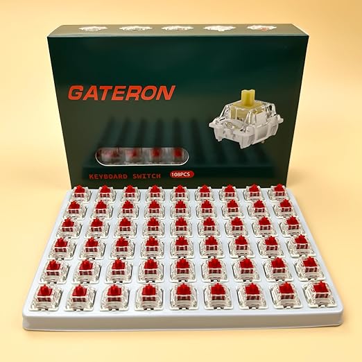 Zjmehty Gateron G Pro 3.0 Red Switches for Mechanical Keyboard,3-Pin 45gf Linear/Pre-Lubed/Pin-Enhanced Switches(108pcs,Red,3-Pin)