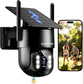 Black 4G LTE Solar Security Camera Outdoor, No WiFi/Internet Needed, 4MP Full Color Night Vision, 360° View, Built-in SIM, AI Motion Alarm, 2-Way Talk for Backyard/Driveway